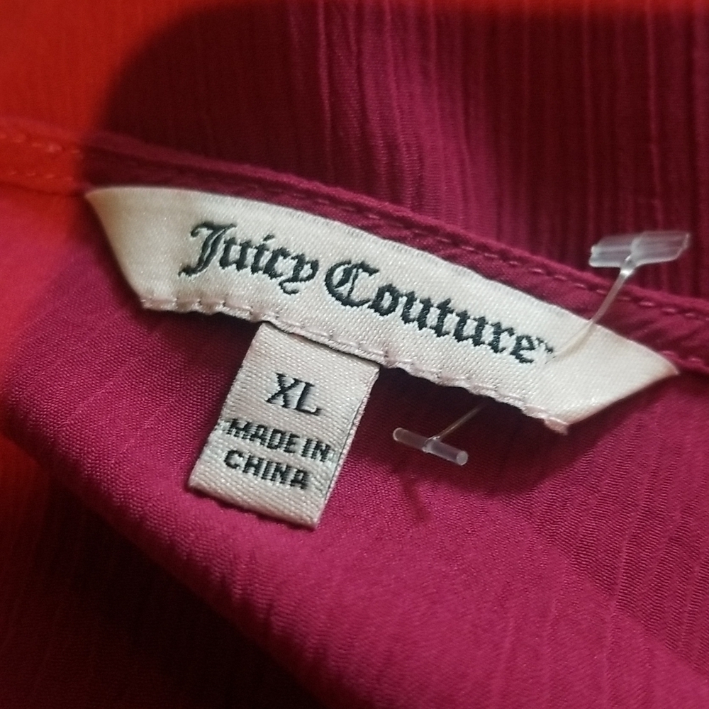 Juicy Couture Size XL Raspberry Colored Ruffled Blouse - Picture 6 of 7